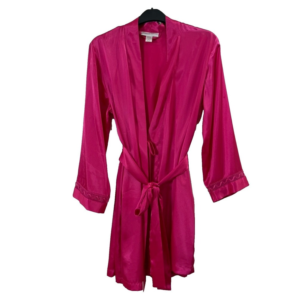 Morgan Taylor intimates M Pink Satin Robe Lace Details Loungewear Sleepwear